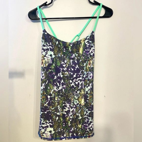 Lululemon | Women's Green Purple Dot Patterned Crossback Athletic Tank Size 8 - Picture 2 of 6